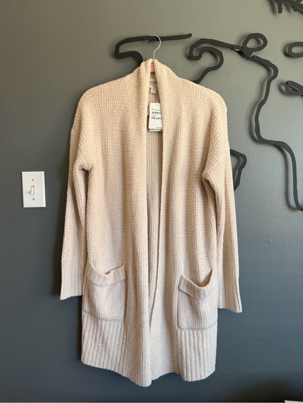 Barefoot Dreams Long Weekend Cardi Beige Cozy Knit Cardigan Sweater Medium